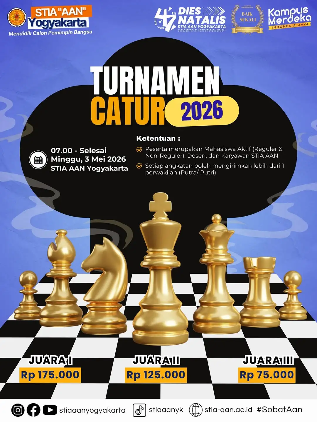 Turnamen Catur Dies Natalis ke-47 STIA AAN Yogyakarta 2026
