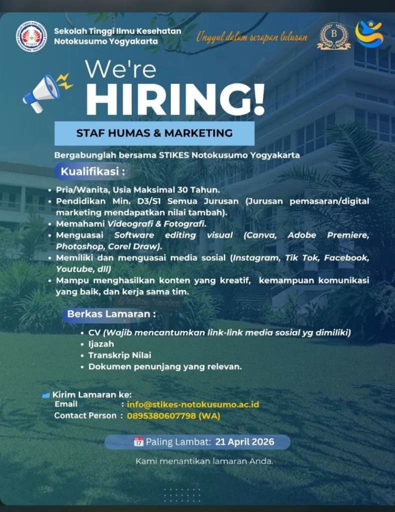 informasi lowongan kerja stikes notokusumo