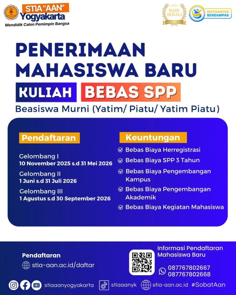 📢 Penerimaan Mahasiswa Baru melalui Program Beasiswa MurniSTIA AAN Yogyakarta memberikan kesemp